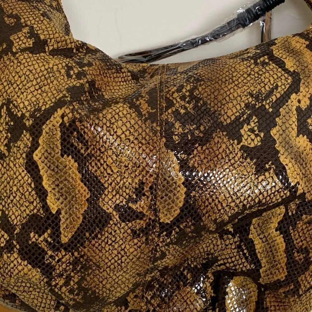 Vegan Leather Python Hobo Bag, Yellow - Picture 3 of 8